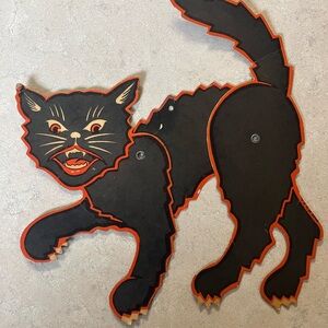 Vintage Black Cat Halloween Die Cut 1950